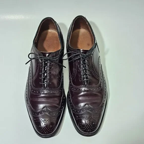 Allen Edmonds McAllister Wingtip Shoes Burgundy MENS Size 7.5 D Preppy Oldmoney
